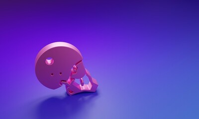 Pink Modern pilot helmet icon isolated on purple-blue background. Minimalism concept. 3D render illustration