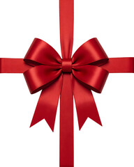 Elegant Red Ribbon Bow on White Background for Gift Packaging or Celebration Design