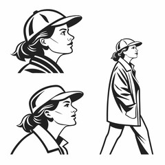 Stylish woman profile view wearing baseball cap