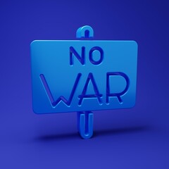Blue No war icon isolated on blue background. The peace symbol. Minimalism concept. 3D render illustration