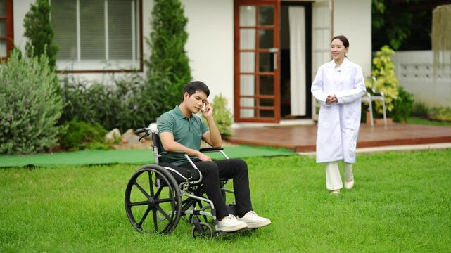 Doctors who are caring for patients, providing physical therapy to patients, and providing encouragement and support to them at home.