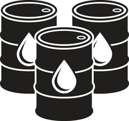 Triangular Formation of Black Oil Drums with Droplet Symbol in Minimalist Style