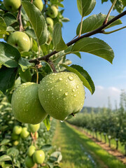 green apples on tree