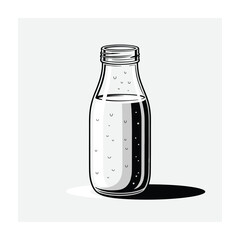 Glass bottle of liquid beverage illustration