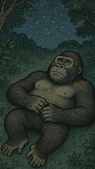 Fototapeta premium Gorilla stargazing in jungle