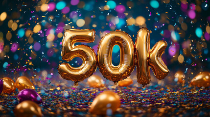 50k Subscriber Milestone Celebration Banner with Balloons