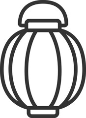お祭りの紅白提灯のアイコン（線画）のイラスト
