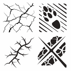 Naklejka premium Abstract black crack textures set design elements