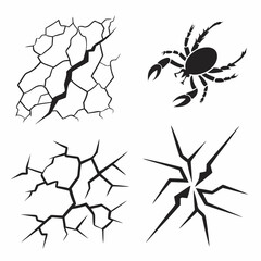 Cracked surface textures and bug silhouettes