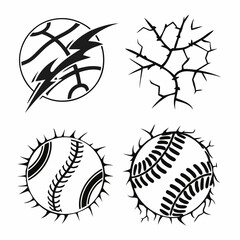 Abstract sport ball designs crack graphic set