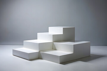 Obraz premium White modular display steps for product presentation