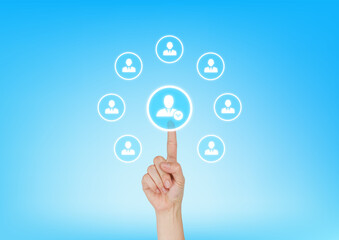 Fototapeta premium Hand pointing or selecting recruiting new person 