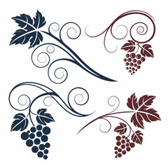 Elegant grapevine swirls design two colors