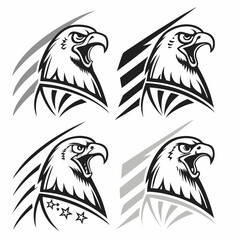 Professional eagle head designs, isolated cutouts, transparent background