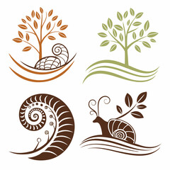 Snail shell tree nature spring summer autumn design