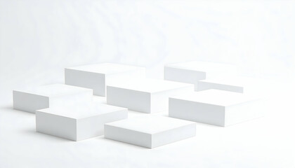 Obraz premium White Cubes on White Background Minimal Product Display