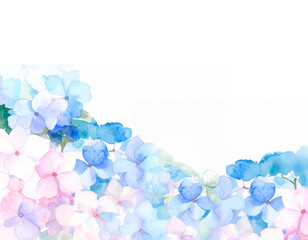 青のあじさいの水彩画イラスト背景　generative ai