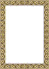 Vector black and gold square gothic ornament. Medieval European rectangle, border. Classic pattern of the Germans, Angles, Saxons, Franks.
