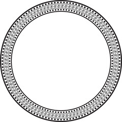 Vector black monochrome classic Greek round ornament. Circle of Ancient Greece and the Roman Empire. Byzantine painting of walls, floors and ceilings. Decoration of European palaces.
