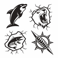 Arctic animals breaking through ice wildlife set