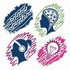 Diverse women icons set, professional cutout graphics, transparent background