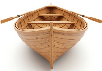 Obraz premium Wooden Rowboat with Oars Isolated on White Background