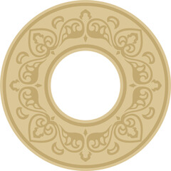 Vector round gold ancient Russian ornament. Slavic border, frame. Circle, ring. Painting of the royal chambers.

