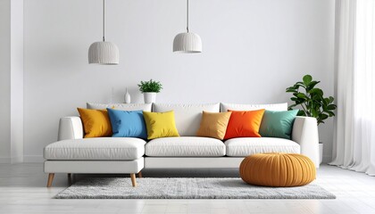 Interior ruang tamu nyaman dengan sofa dan bantal warna-warni