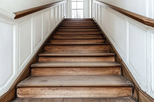 Wooden staircase installation process inside a home showcasing craftsmanship and design elements