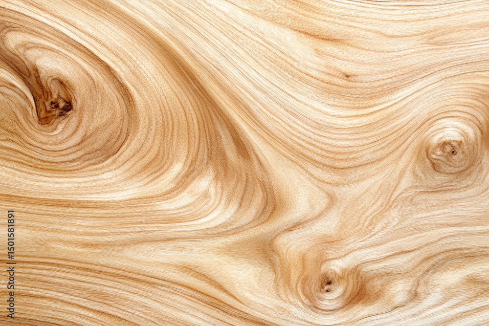 Poster exploring the intricate patterns of a freshly finished wooden surface with natural swirls and textur
