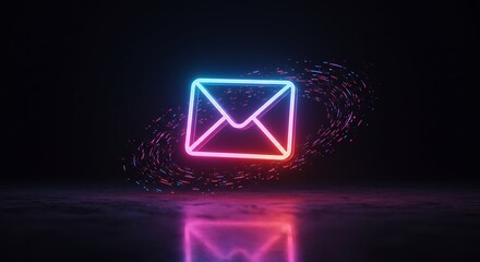 Fototapeta premium Glowing Neon Email Symbol with Pixelated Particles