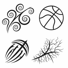 Abstract swirls basketball tribal roots design elements
