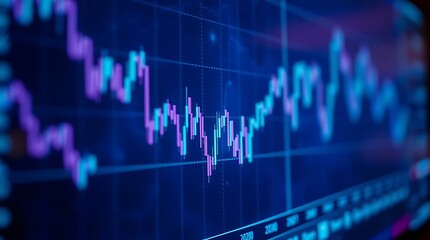 Blue Glowing Financial Graph with Upward Arrow – Stock Market Growth Concept