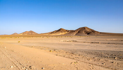 Vast Expansive Desert Landscape Under Clear Blue Sky