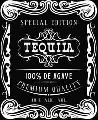 vector image of vintage tequila bottle label