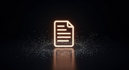 Glowing Orange Document Icon on Dark Background