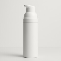 Tall airless pump dispenser on white