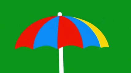 Beach Umbrella Pop-Up Animation on Green Screen