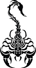 Scorpion Vector - Tribal Scorpion Vector Tattoo Design with Curved Tail and Sharp Claw Details