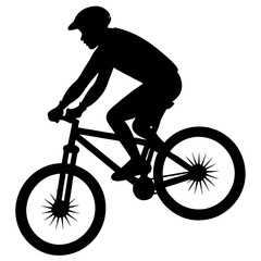 Silhouette of Cyclist Riding Mountain Bike