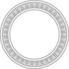 Classic Greek black outline round ornament. Vector pattern, circle of ancient Hellenes. European border - ring.
