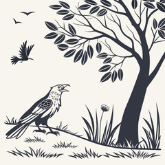 Majestic crow silhouette nature scene transparent png