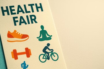 Vibrant Health Fair Flyer with Sport Icons and Wellness Themes for Community Events