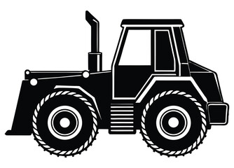 Fototapeta premium heavy bulldozer silhouette vector, construction bulldozer vehicle icon illustration.