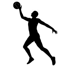 Silhouette of a Male Volleyball Player Making a Jump Serve