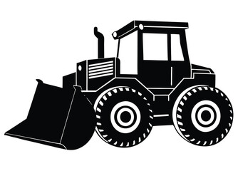 Fototapeta premium heavy bulldozer silhouette vector, construction bulldozer vehicle icon illustration.