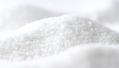 White Granulated Sugar Crystals Close Up