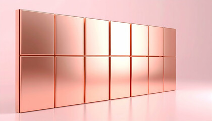 Rose Gold Metallic Tiles Geometric Pattern Background