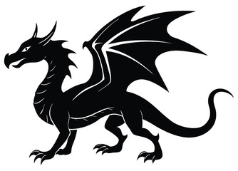 Fototapeta premium Mascot Dragon flying silhouette vector clipart design illustration.