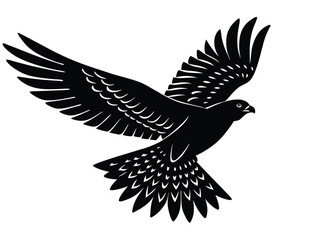 Obraz premium Falcon in Flight Silhouette Vector Ideal for Logos Tattoos and Graphic Design